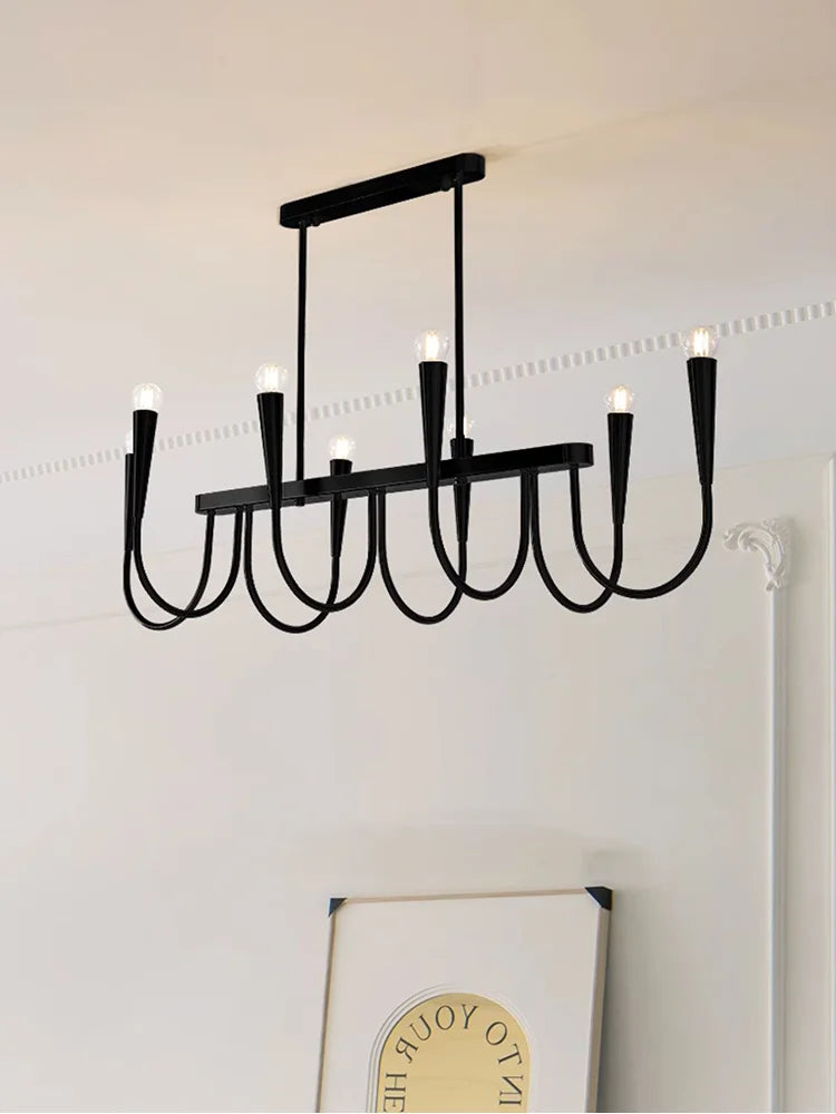 Axyaa Black Pendant Light: Luxury Candle Hanging Chandelier for Kitchen Island and Home Decor