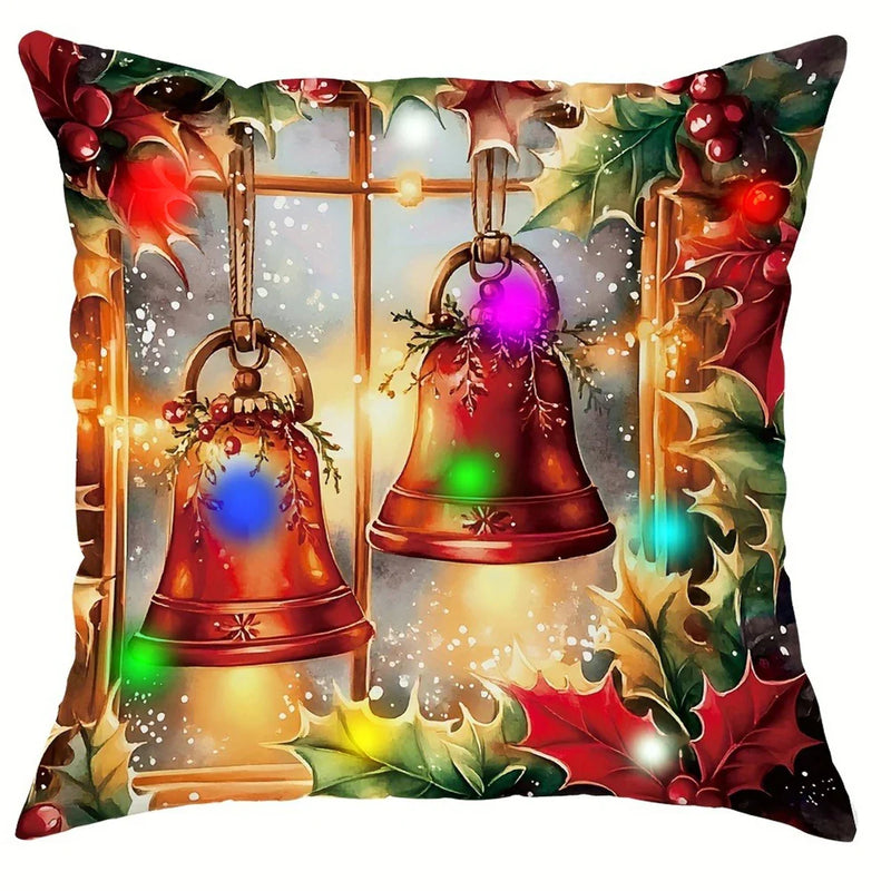 Axyaa Christmas Tree Bell Pattern Luminous Pillowcase - Festive Home Decor & Gift