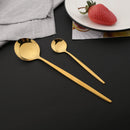 Axyaa Black Gold Cutlery Fork Set - 4Pcs Stainless Steel Dinnerware Teaspoon Utensils