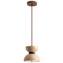 Axyaa Travertine Limestone LED Pendant Lamp: Sleek Stone Designer Suspension Light