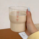 Axyaa 12oz Cute Ins Style Glass Coffee Cup with Red Pink Knot Print