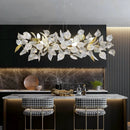 Axyaa Ginkgo Leaf Crystal Chandelier - LED Pendant Lamp for Dining Living Room