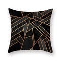 Axyaa Luxury Gold Black Geometric Marble Stripe Pillowcase