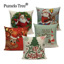 Axyaa Christmas Deer Throw Pillow Case - Festive Santa Claus Decor for Happy Holidays
