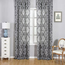 Axyaa Grey Jacquard Curtain - Retro Style Translucent Window Drapes