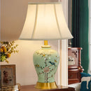 Axyaa Green Flower Bird Ceramic Table Lamp for Bedroom Living Room Bedside