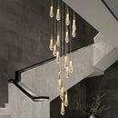 Axyaa Gold Drop Crystal Chandelier - LED Staircase Lighting
