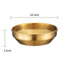 Axyaa 304 Stainless Steel Seasoning Dish Set - Round Golden Barbecue Saucer Plates