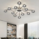 Axyaa Modern Glass Ceiling Light in Black Gold Metal for Parlor Bedroom Dining Room