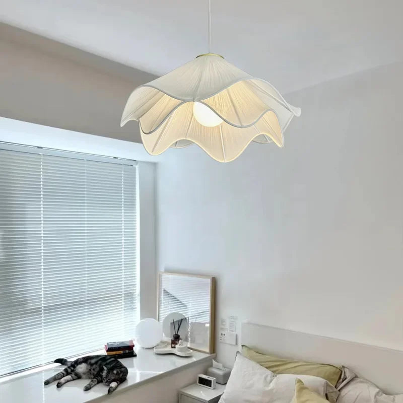 Axya Nordic Cream Fabric Chandelier: Creative Living Room Bedroom Pendant Light Fixture