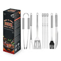 Axyaa 7-Piece Stainless Steel BBQ Tool Set in Paper Box for Outdoor Grilling