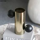Axyaa Golden Metal Vase for Desk Decor with Artificial Flowers - Room Aesthetic
