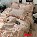 Axyaa Summer Ice Silk Lace Four-Piece Bedding Set - Korean Style
