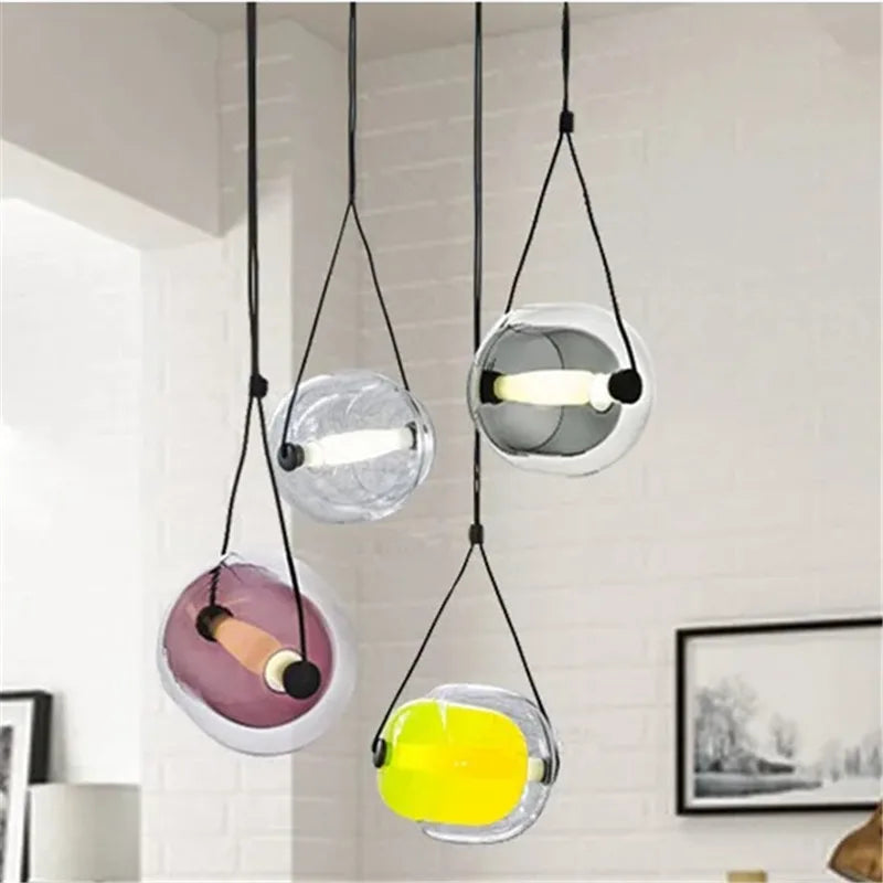 Axyaa Colorful Glass Mini Led Pendant Light for Restaurant Kitchen Bar