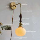 Axyaa Copper Ceramic LED Wall Lamps: Nordic Modern Walnut Handle for Living Room, Bedroom, Bathroom