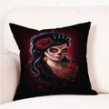Axyaa Skull Floral Festival Cushion Cover - Halloween Home Decor
