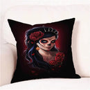 Axyaa Skull Floral Festival Cushion Cover - Halloween Home Decor