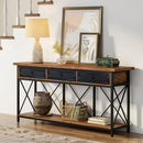 Axyaa Farmhouse Console Table with 3 Drawers & Storage Shelf
