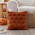 Axyaa Halloween Pillow Cover Pumpkin Ghost Spider Orange Black Home Decor