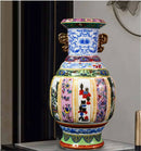 Axyaa Chinese Antique Enamel Ceramic Vase Home Decor Zen Living Room Pottery King