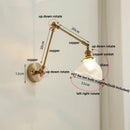 Axyaa Nordic Green LED Wall Sconce, Swing Arm Pull Chain Switch, Walnut Wood Mirror Light