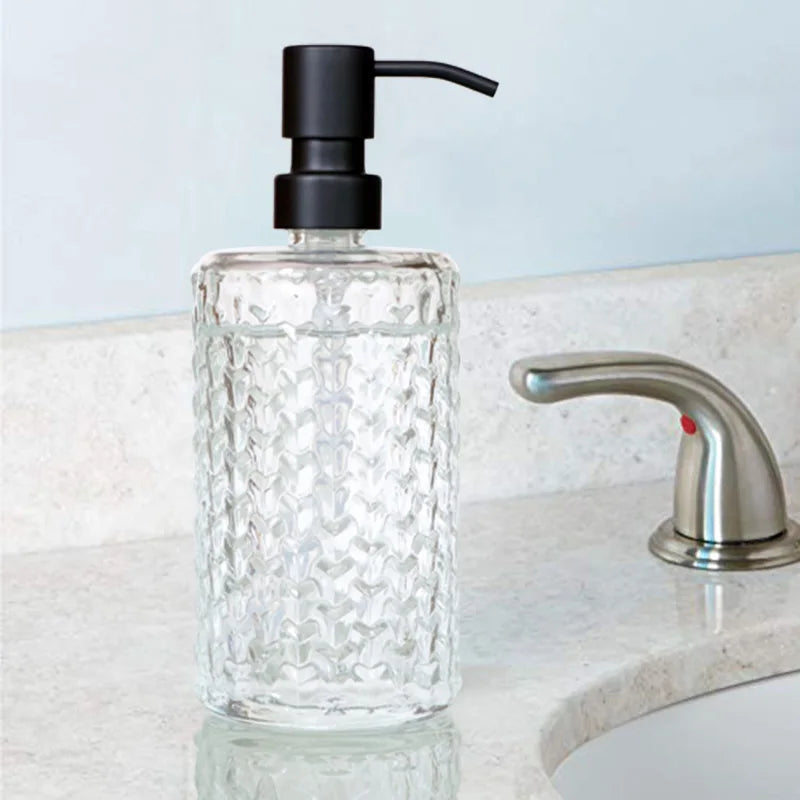 Axya Glass Lotion Pump Bottle Clear Stainless Steel Soap Dispenser