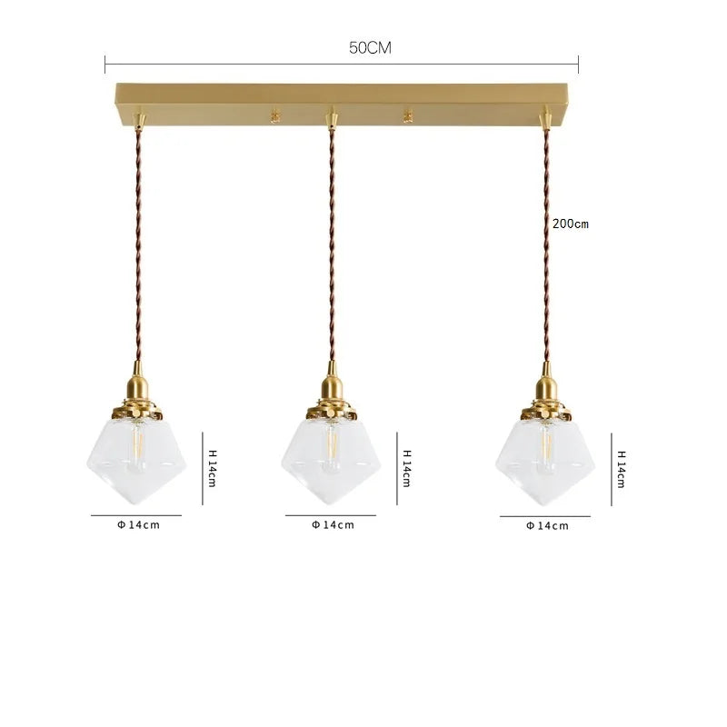 Axyaa Clear Glass LED Pendant Light: Nordic Style Copper Hanging Lamp