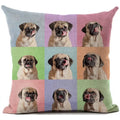 Square Linen Pug French Bulldog Pillow Cover by Axyaa