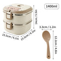 Axyaa Stainless Steel Square Lunch Box with Spoon & Handle, Large Capacity