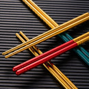 Axyaa Golden Glossy Stainless Steel Korean Chopsticks - Reusable Dinner Tableware