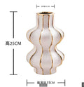 Modern Ceramic Flower Arrangement in White Black Gold Vases by Axyaa