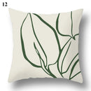 Axyaa Green Leaf Geometric Print Decorative Pillowcase for Home & Office