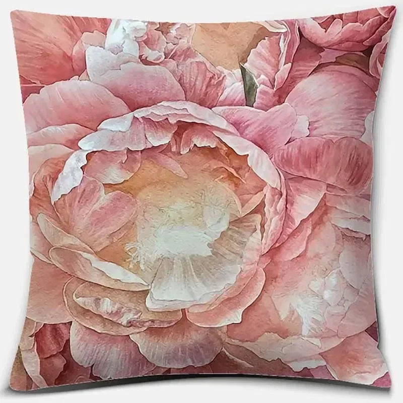 Pink Flower Pattern Cushion Cover by Axyaa - 45x45cm Decorative Pillowcase
