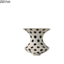 Axyaa Wave Point Ceramic Double Ear Vase: Elegant Decorative Vase for Flowers & Hydroponics