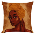 Axyaa African Women Style Linen Pillow Cover 45x45cm