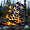 Axyaa Witch Hat Moon Floral Sun Catcher Wall Decor for Home Garden