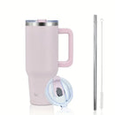 Axyaa 40oz Stainless Vacuum Insulated Coffee Cup with Handle and Straw