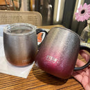 Axyaa Stainless Steel Gradient Coffee Cup with Handle and Lid