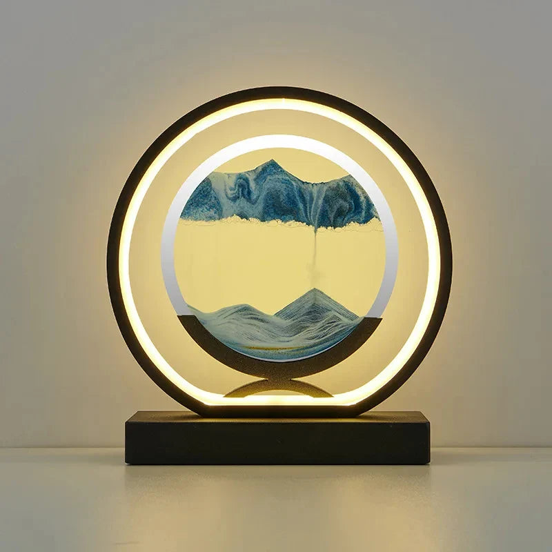 Axyaa Sand Art Table Lamp: Natural Landscape Sand Painting LED Light Rotation Home Decor