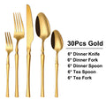 Axyaa Gold Stainless Steel Cutlery Set - 30Pcs Solid Color Dinnerware Kit