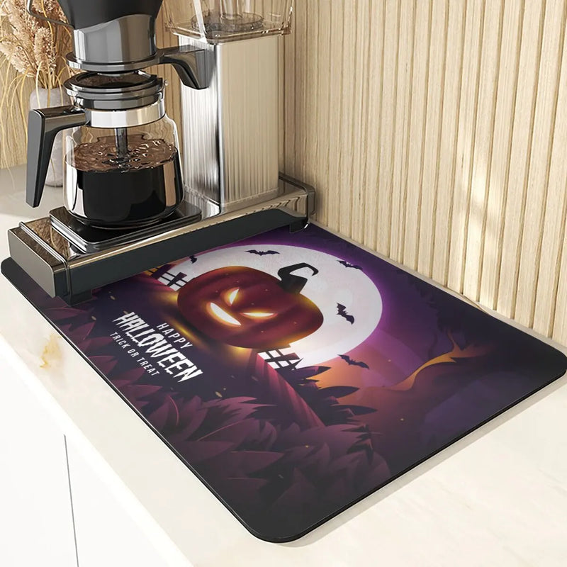 Axyaa Pumpkin Printing Silicone Coasters for Halloween Style Kitchen Décor
