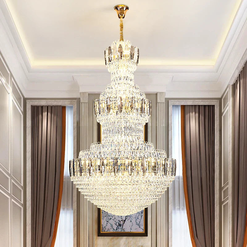 Axyaa Crystal Chandelier: Luxe Lighting for Hotel Lobby & Villa