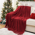 Axyaa Plaid Knit Throw Blanket Green – Soft Woven Sofa Bedspread Summer Decor