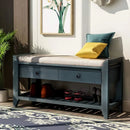 Axyaa Shoe Bench with Cushioned Seat, 2 Drawers, Slatted Shelf