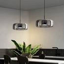 Axyaa Glass Pendant Chandeliers for Dining Room - LED Hanging Ceiling Lights