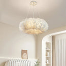 Axyaa Cream Nordic Style Feather Pendant Light for Dining Living Bedroom