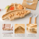 Axya Bamboo Dinosaur Baby Feeding Set - Kid's Dinnerware Plates and Food Storage