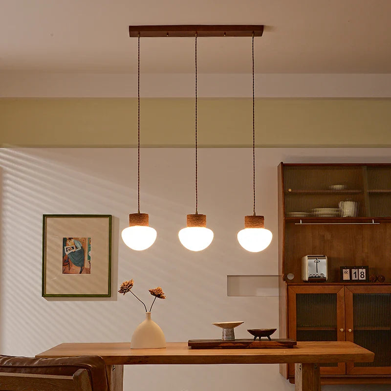 Axyaa Hemp Rope LED Pendant Lamps Nordic Glass Hanging Lights Fixture