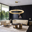 Axyaa Luxury Gold Round LED Chandelier for Living Room, Bedroom, and Dining Table
