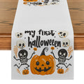Axyaa Halloween Jack-o'-lantern Skull Table Runner for Kitchen Dining Decor